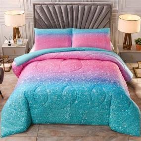 img 3 attached to 🛏️ JQinHome Twin Glitter Comforter Sets Blanket - Sparkling Pink Glitter Themed Bedding for Girls Teen Kids Women - All-Season Reversible Quilted Duvet