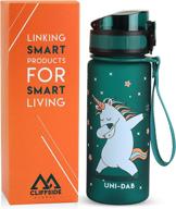 🦄 12oz unicorn approved kids water bottle - leakproof, bpa free & non-toxic - tritan material, fast/slow flow - eco-friendly, durable & reusable - single action lid, veridian green logo