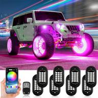 enhance your vehicle's style with keymao rgb led rock lights: waterproof, rf/app control, music mode & timing function | perfect for trucks, jeeps, utvs, atvs, suvs (8 pods) logo