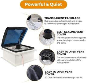 img 2 attached to 🏕️ RV Roof Vent Fan with Remote and Rain Sensor - Camper Ventilation Cover, Anti-UV, 3 Speed Reversible Airflow, Manual and Automatic Lift Dome Lid, Trailer Motorhome Windows Opening 14” 12V