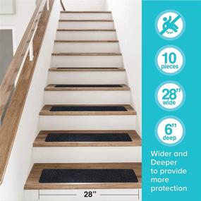 img 3 attached to 👣 L LifeGrip Non Slip Traction Treads (10-Pack) - 6" x 28" - Best Grip Tape Grit for Outdoor Stairs - High Traction Abrasive Adhesive - Black
