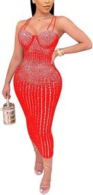 img 4 attached to 👗 WOKANSE Rhinestone Bodycon Clubwear Clothing Collection: Jumpsuits, Rompers & Overalls for Women