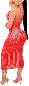 img 3 attached to 👗 WOKANSE Rhinestone Bodycon Clubwear Clothing Collection: Jumpsuits, Rompers & Overalls for Women