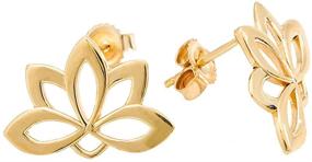 img 1 attached to 🌺 Lotus Blossom Flower Stud Earrings in 10K Yellow Gold