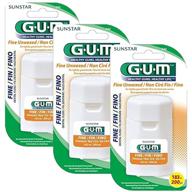 🦷 gum unwaxed dental floss with dispenser - 200 yards, pack of 3 - premium quality logo