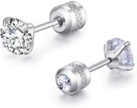 💎 small size stainless steel cubic zirconia screw back stud earrings logo