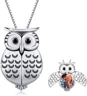 🦉 medwise wisdom owl style locket necklace: 925 sterling silver photo locket necklace for women girls - perfect gift, includes 18 inch box chain logo