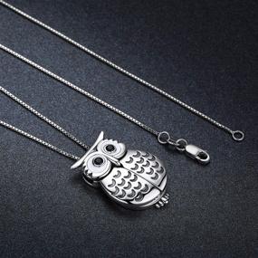 img 2 attached to 🦉 MEDWISE Wisdom Owl Style Locket Necklace: 925 Sterling Silver Photo Locket Necklace for Women Girls - Perfect Gift, Includes 18 inch Box Chain