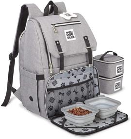 img 4 attached to 🐾 Ultimate Week Away Backpack with 2 Food Carriers and 2 Collapsible Bowls for Mobile Dog Gear