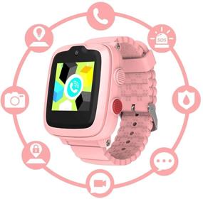 img 4 attached to 4G Kids Smart Watch with SIM Card - GPS Locator, SOS Alarm, Remote Monitoring, Face to Face Call, Pink