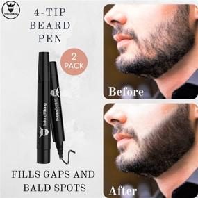 img 2 attached to 🧔 Striking Viking Beard Pencil Filler for Men (2 pack), Enhanced Beard Filling Pen Kit with Brush, Waterproof Beard Pen - Fill, Shape, & Define Your Beard and Mustache - Long Lasting (Black)