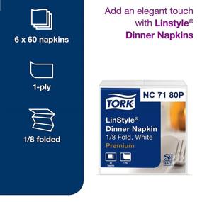 img 3 attached to 🍽️ Tork LinStyle White Dinner Napkin, Premium Quality: Pre-folded 1-ply, 16.25" x 17" - Pack of 360 Napkins (6 x 60), NC7180P