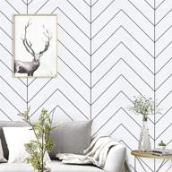 🏷️ modern geometric removable peel and stick wallpaper – black and white herringbone design for bedroom walls – self adhesive contact paper – waterproof vinyl logo