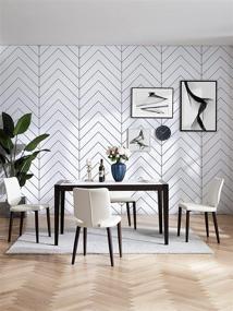 img 3 attached to 🏷️ Modern Geometric Removable Peel and Stick Wallpaper – Black and White Herringbone Design for Bedroom Walls – Self Adhesive Contact Paper – Waterproof Vinyl