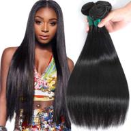 💇 premium autto peruvian virgin hair weaves: unprocessed straight 3 bundles (14 16 18inch), natural black color, can be dyed and bleached logo