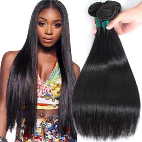 img 4 attached to 💇 Premium AUTTO Peruvian Virgin Hair Weaves: Unprocessed Straight 3 Bundles (14 16 18inch), Natural Black Color, Can be Dyed and Bleached