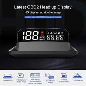 img 3 attached to Advanced 5” FHD 1080P HUD Display for Car OBD2 Gauge: 3D Reflection, 6 Modes, ECU Data, and Fault Alarm