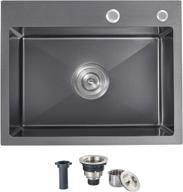 🚰 ougoo 25 x 18" drop-in tight radius black stainless steel topmount single bowl kitchen sink logo