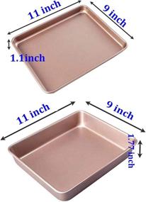 img 3 attached to 🍪 HYTK Small Cookie Sheets - 11 X 9 Inch Set of 2 Nonstick Mini Baking Trays - Thicken Brushed High Carbon Steel - Toaster Oven Replacement Pan - No Warp - Magnetic Bakeware