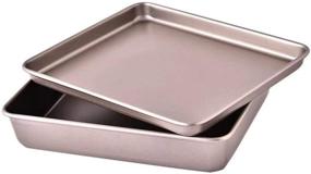 img 4 attached to 🍪 HYTK Small Cookie Sheets - 11 X 9 Inch Set of 2 Nonstick Mini Baking Trays - Thicken Brushed High Carbon Steel - Toaster Oven Replacement Pan - No Warp - Magnetic Bakeware