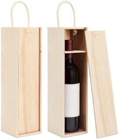 img 4 attached to 🎁 Set of 2 Unfinished Wood Wine Boxes with Handles for Crafts, Gifts, Birthdays, Housewarmings - 13.9 x 4 inches