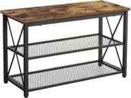 👞 giikin shoe rack bench: 3-tier industrial storage organizer for entryway, living room, bedroom - retro brown logo