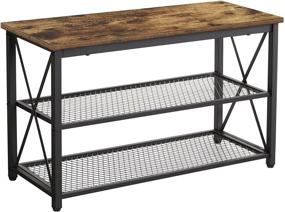 img 4 attached to 👞 Giikin Shoe Rack Bench: 3-Tier Industrial Storage Organizer for Entryway, Living Room, Bedroom - Retro Brown