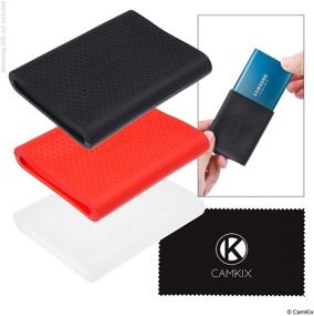img 4 attached to Premium Camkix Silicone SSD Sleeve Set of 3 – Red, Black, Transparent – Scratch 📦 and Shock Proof Case – Compatible with Samsung T5/T3/T1 – Non-Slip Rubber Skin for External Drives