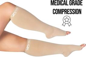 img 2 attached to 🧦 Zeta Socks Open Toe XXL 24 Inch Wide Calf Plus Size Compression: The Ultimate Solution for Fatigue, Pain, and Leg Swelling - Effective Gradient Support for Soothing Comfort, Preventing Edema, DVT, and Swelling - Nude (1 Pair)