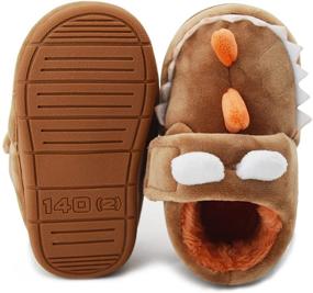 img 2 attached to COSANKIM Baby Toddler Boys Girls Non-Skid Fuzzy Cartoon Dinosaur House Slipper Shoes for Indoor Bedroom