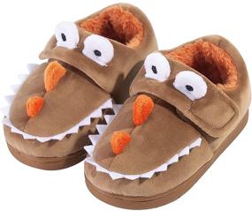 img 4 attached to COSANKIM Baby Toddler Boys Girls Non-Skid Fuzzy Cartoon Dinosaur House Slipper Shoes for Indoor Bedroom