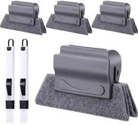 img 4 attached to Efficient 6-Piece Hand-held Cleaning Brushes for Door Window Grooves and Gaps – Gray