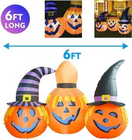 img 2 attached to 🎃 Spooky 5ft GOOSH Halloween Inflatables Outdoor Pumpkin Combo: Wizard Hat & LED Lights, Perfect Yard Decoration for Holiday Party