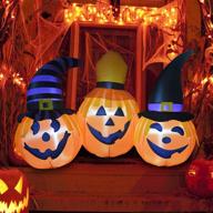 🎃 spooky 5ft goosh halloween inflatables outdoor pumpkin combo: wizard hat & led lights, perfect yard decoration for holiday party logo