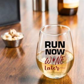 img 2 attached to 15oz Stemless Wine Glass with Funny Sayings - Run Now 🍷 Wine Later by Momstir: Unique Novelty for Runners, Athletes, and Wine Lovers