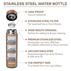 img 3 attached to Controller Gear The Mandalorian Snack Attack Protect Vacuum Insulated Water Bottle, Stainless Steel, Leak-proof, Wide Mouth, 17 oz, 500 ML, Bronze Copper (DWDSXXBTS-0MMD9)