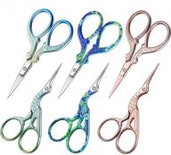 🧵 6-piece stork scissors set: crane design sewing scissors with stainless steel tip, dressmaker shears, diy tools for embroidery, craft, needle work, artwork - 3.7 inch (yellow mix blue, floral, antique silver) logo