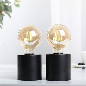 img 4 attached to 💡 JHY DESIGN Set of 2 Black Cordless Table Lamps | Battery Operated 7" Tall Lamp Lights with Edison-Style Bulbs | Ideal for Living Room, Bedroom, Weddings, Parties, Patio, Indoor & Outdoor Events