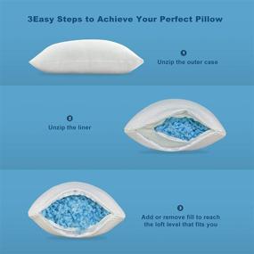 img 1 attached to Set of 2 Molblly Shredded Memory Foam Bed Cooling Pillows - Standard Size (20 x 26 in), Adjustable Loft, Hypoallergenic, Washable - Ideal for Side, Back, and Stomach Sleepers, Pillows for Restful Sleep