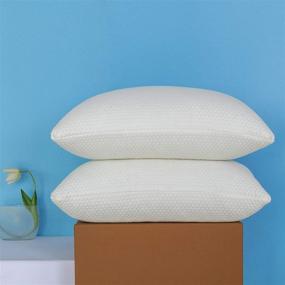 img 4 attached to Set of 2 Molblly Shredded Memory Foam Bed Cooling Pillows - Standard Size (20 x 26 in), Adjustable Loft, Hypoallergenic, Washable - Ideal for Side, Back, and Stomach Sleepers, Pillows for Restful Sleep