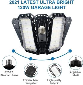 img 3 attached to 🔦 High-Intensity 2-Pack LED Garage Lights: 120W 6500K with Adjustable Panels - Ideal for Garage, Barn, Workshop, Warehouse