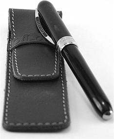 img 2 attached to 🖋️ Premium Black Genuine Leather Pen Case Sleeve by DiLoro - Elegant Single Pen Holder with Full Grain Texture