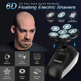 img 3 attached to 🪒 Pamoire Electric Razors for Men: 5-in-1 Wet & Dry Rotary Cordless Bald Head Shaver with LED Display and IPX7 Waterproof Design