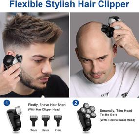 img 1 attached to 🪒 Pamoire Electric Razors for Men: 5-in-1 Wet & Dry Rotary Cordless Bald Head Shaver with LED Display and IPX7 Waterproof Design