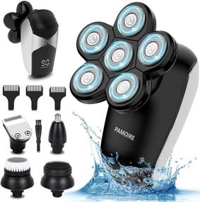 img 4 attached to 🪒 Pamoire Electric Razors for Men: 5-in-1 Wet & Dry Rotary Cordless Bald Head Shaver with LED Display and IPX7 Waterproof Design