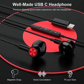 img 3 attached to Наушники Jiunai USB C: магнитное крепление, проводные наушники HiFi с регулировкой громкости, шумоподавлением и ЦАП для iPad Pro, Samsung S21, OnePlus 9 Pro и многих других устройств!