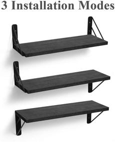 img 3 attached to 📚 BAYKA Black Wall Shelves: Stylish and Versatile Storage Solution for Any Room - Bedroom, Living Room, Bathroom, Office, Kitchen, and Laundry Room