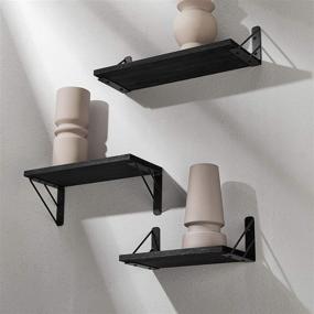 img 1 attached to 📚 BAYKA Black Wall Shelves: Stylish and Versatile Storage Solution for Any Room - Bedroom, Living Room, Bathroom, Office, Kitchen, and Laundry Room