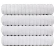 🏖️ brazilian luxury towels - xl 36x70, 100% cotton, absorbent wave – set of 4, white, ideal for beach and pool logo