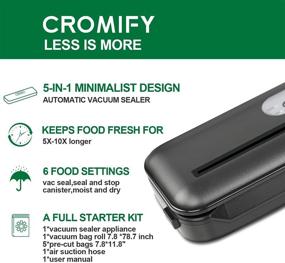 img 3 attached to 🔒 Cromify Automatic Vacuum Sealer Machine, Food Saver with Cutter, 80kPa Strong Power, One-Touch Safe Operation, Dry Moist Modes, Kit of Rolls, Hose, Replaceable Bags